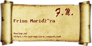Friss Marióra névjegykártya